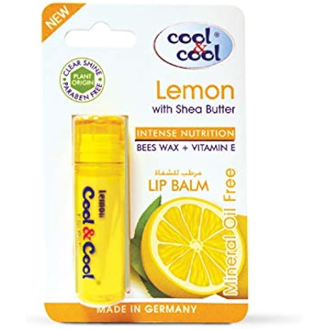 Cool & Cool LEMON LIP BALM - INTENSE NUTRITION,BEES WAX,VITAMIN-E,SHEA BUTTER, MINERAL OIL FREE,MADE IN GERMANY - 4.6G - Image 1